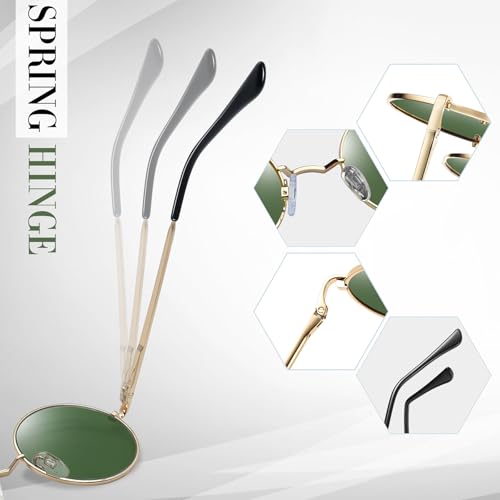 Joopin Retro Small Round Sunglasses Hippie Circle Sun Glasses Polarized UV400 Protection Metal Shades for Men Women - color: A05-golden Frame G15 Lens