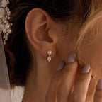 Hayopi Pearl Earrings for Women - Dainty Gold Dangle Drop Earrings, 14k Gold Plated Cute Bow Design, Hypoallergenic Pearl Studs, Wedding Jewelry Gifts - color: GOLD-Inverted Pearl