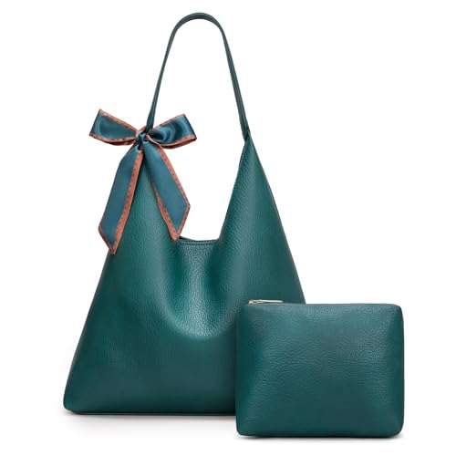 Montana West Slouchy Hobo Bag for Women Shoulder Purses and Handbags with Scarf - color: Teal Blue