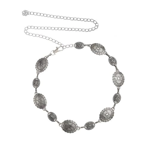 Concho Chain Belt for Women, Premium Body Waist Belly Belt for Concerts, Festivals, Cosplay, Daily Wear - color: Off-White