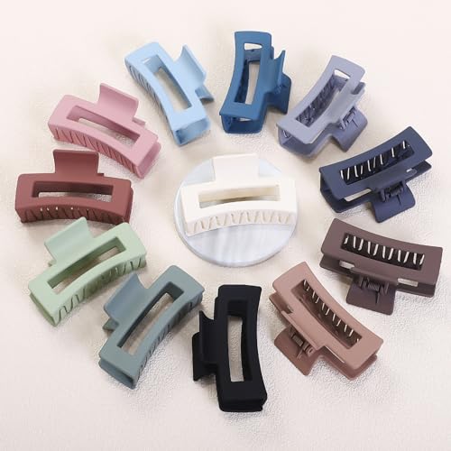 Sisiaipu Hair Accessories - 12 Pcs 3.5 Inch Square Rectangle Jaw Clips for Women and Girls, Multicolor, Thick and Thin Hair - color: Multicolor
