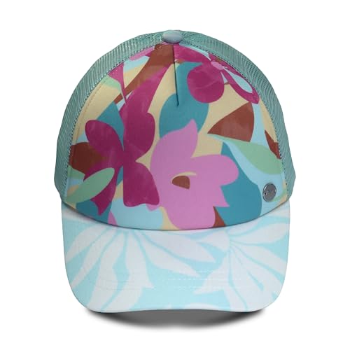 Roxy Girls' Honey Coconut Trucker Hat - Breathable Mesh Snapback, Curved Visor - color: Fair Aqua (Endless Summer), size: One Size