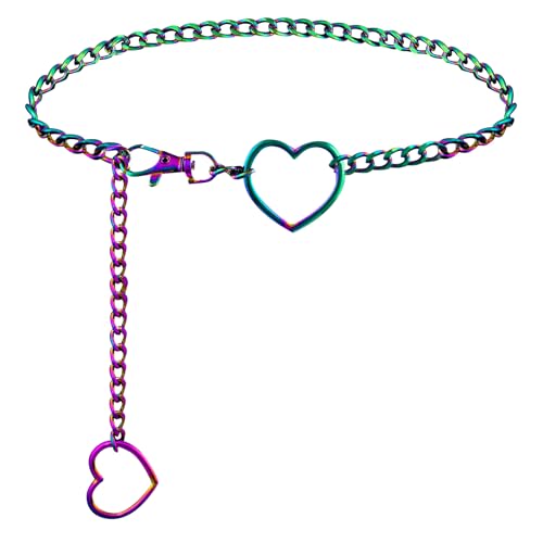 Heart Waist Chain for Women Vintage Belly Chain Cute Body Chain Jewelry Adjustable Metal Waist Accessories For Dress Jeans - size: Large(130cm/51.2in), style: Colorful