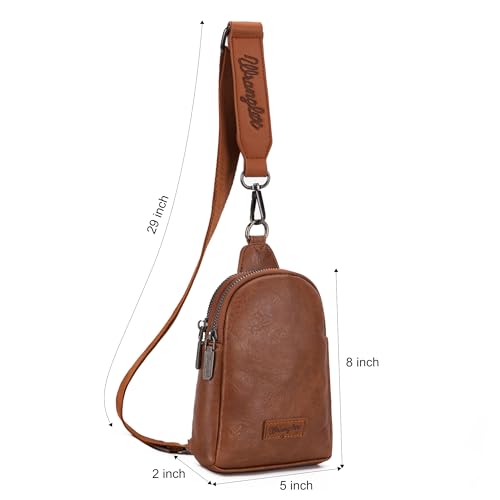 Wrangler Small Sling Bag for Women, Leather Crossbody Bags Cross Body Purse Fanny Packs with Adjustable Strap for Gift - color: *Classic-brown
