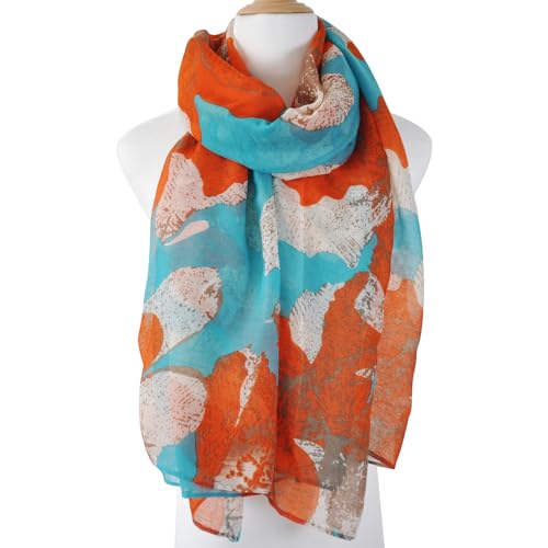 Lightweight Boho Scarf for Women Spring Summer Floral Printed Scarves Fashion Shawl Wrap - color: F01