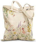 Miss Adola Canvas Tote Bag with Zipper – Cute Canvas Bags for Women Aesthetic Design Reusable Totes for Shopping Work Travel - style: Fresh Flowers