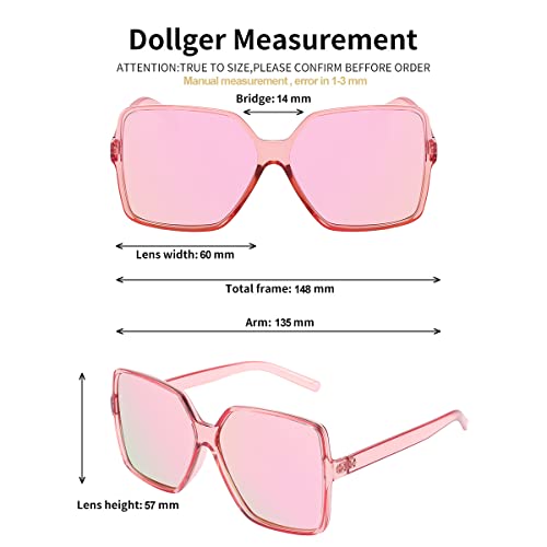 Dollger Oversized Square Sunglasses for Women Big Large Wide Fashion Shades for Men UV Protection Unisex - color: I:mirrored Pink