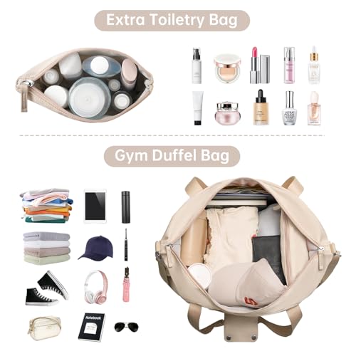 ETRONIK Gym Bag for Women, 45L Carry On Travel Duffel Bag with Shoes Compartment, Weekender Overnight Bag with Wet Pocket for Women, Travel, Gym, Weekend, Large Size - color: Brown, size: Large