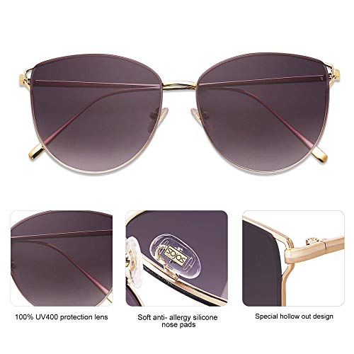 SOJOS Mirrored Flat Lens Fashion Sunglasses for Women SJ1085 - color: Gold /Grey