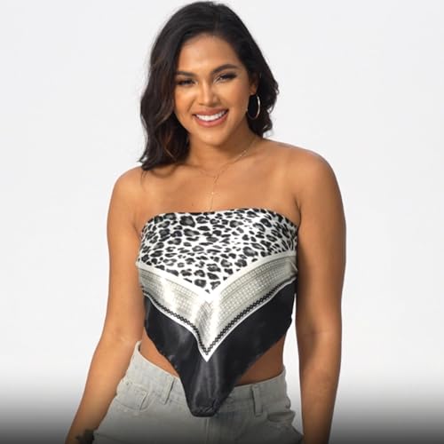 Leopard Print Head Scarf for Women Like Silk Satin Scarf for Hair Wrapping at Night Bandana Square Scarf 35 Inches - color: Black Gray Leopard