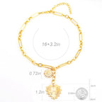 ORIGENCE Sun Heart Necklace for Women 18K Gold Plated Heart Pendant Necklace Chunky Chain Choker Necklaces Hip Hop Charm Necklaces Trendy Unisex Jewelry - style: 2Charm-Gold