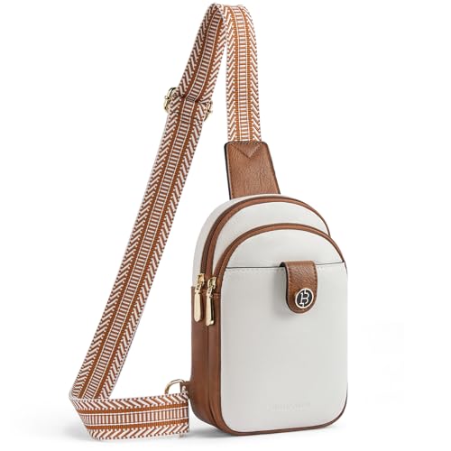 BOSTANTEN Small Sling Bag Crossbody Bags for Women Trendy Crossbody Purse Leather Chest Bag - color: A-beige