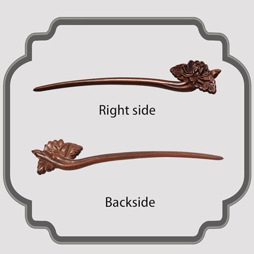 Traditional Chinese Japanese hair sticks, retro wooden hair pins, used for long hair accessories buns, Hanfu Dressing Accessories（lotus flower) - color: lotus flower