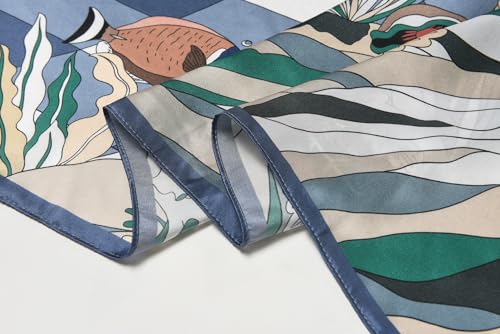 SHIROUYU 100% Pure Mulberry Silk Scarf 35" Large Square Lightweight Headscarf –Women’s Hair Wraps The shawl-With Gift Packed - color: Blue-vacation