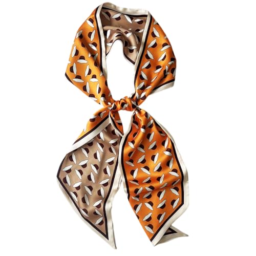 Silk Head Scarf for Hair Fashion Headwrap for Women Lightweight Neck Tie - color: X015-orange Hats