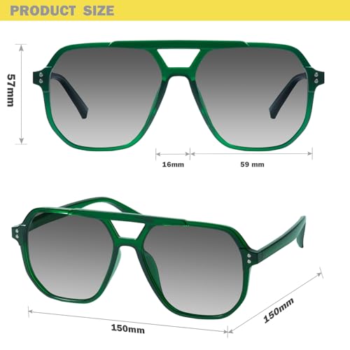 mosanana Oversized Aviator Sunglasses for Women and Men with Polarized Lens MS52243 - color: C9-green