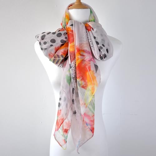 Lightweight Boho Scarf for Women Spring Summer Floral Printed Scarves Fashion Shawl Wrap - color: E11