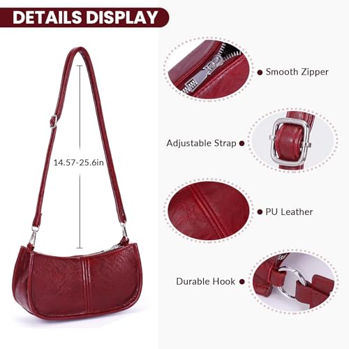 Shoulder Bags for Women Y2k Purse and Handbags Retro Studded Crossbody Bag Small Shoulder Purse Leather Hobo Handbag - color: A1-red