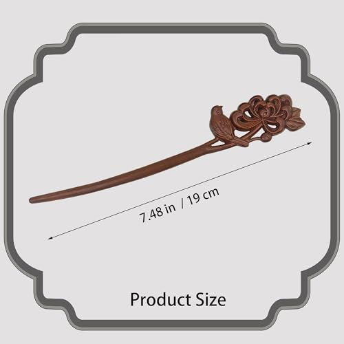 Traditional Chinese hair sticks, retro wooden hair pins, used for long hair accessories buns, Hanfu Dressing Accessories（Autumn's Chime: Frosted Chrysanthemum） - color: Autumn's Chime: Frosted Chrysanthemum