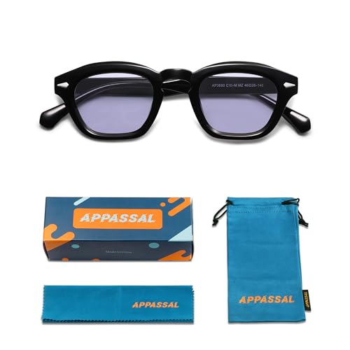 Appassal Small Retro Square Sunglasses for Women Mens Rectangle Sunnies AP3680 - color: Black/Clear Purple