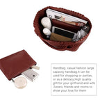 Handmade Woven Bag Satchel Handbag For Women Vegan Leather Tote Bag With Purses Travel Shoulder Bag Underarm Bag - color: Wine Red
