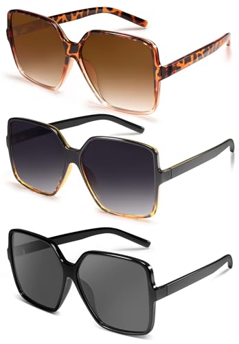Dollger Oversized Square Sunglasses for Women Big Large Wide Fashion Shades for Men UV Protection Unisex - color: Black and Tortoise Brown and Tortoise Black