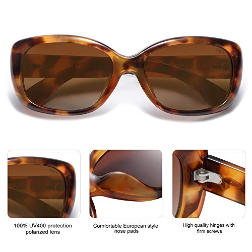 SOJOS Vintage Square Sunglasses for Women Polarized UV Protection Havana Frame SJ2111 - color: Tortoise/Gradient Brown