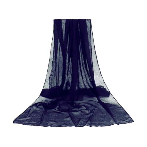 vimate Lightweight Scarf for Women Fashion Head Cover Hijab Cotton Voile Scarf Shawl Wrap for Spring Fall Winter Season - color: I3#.style 61-navy Blue