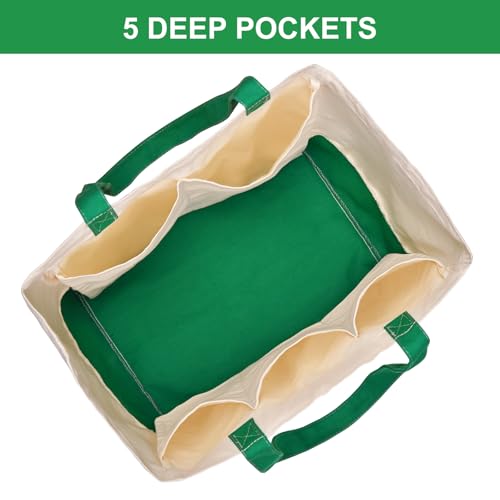 Reusable Grocery Bags Heavy Duty, 8.3 gal Foldable Large Canvas Tote Bag with Handles, Holds 60 lbs Canvas Shopping Bags - color: [A1] Off White / Green, size: 1 Pack