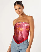 AWAYTR 35” Satin Head Scarf for Women Like Silk Scarf Hair Bandanas Women Large Square Neck Scarf Headscarf Head Wrap - color: Red + Pink