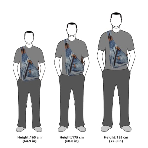 KL928 Canvas Sling Bag - Small Crossbody Backpack Shoulder Casual Daypack Rucksack for Men Women(Blue-white Washed) - color: Canvas-blue-white Washed