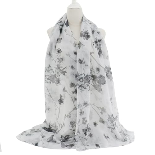 vimate Lightweight Scarf for Women Fashion Head Cover Hijab Cotton Voile Scarf Shawl Wrap for Spring Fall Winter Season - color: L2#.style 21