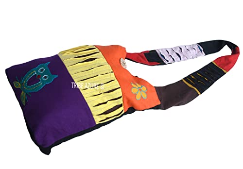 Blue Red Hobo Cotton Sling Cross Body Messenger Shoulder Bag Hippie Boho Bohemian Light Roomy Spacious | Hippie, Boho, Bohemian, Light, Roomy, Spacious - style: Owl