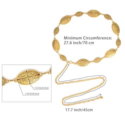 Western-Belts For Woman-Cowgirl-Belt Cowboy-belts for Women - Country Concert Outfit Concho boho belt for Dress - color: Engraved - Golden