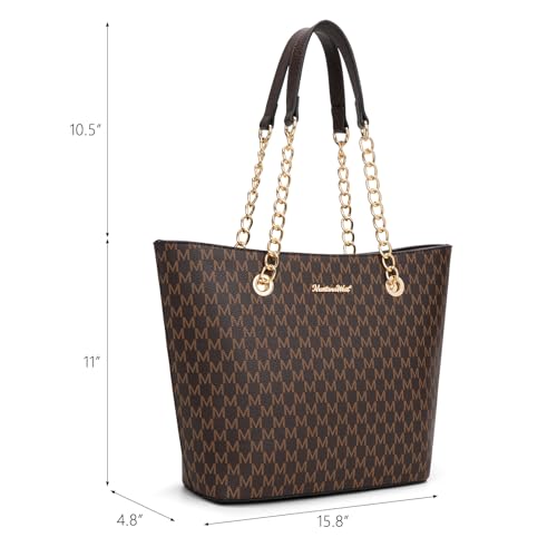 Montana West Tote Bag for Women Chain Top-handle Handbags - color: Brown