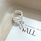 14K Gold Plated Open Ring 925 Sterling Silver Ring Open Adjustable rings for women Band Rings for Men Women Gold Stackable Rings for Women Teen Girls Silver Statement Ring Band Chunky Open Twist Ring - color: Silver21