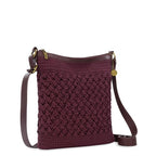 The Sak Lucia Crossbody Bag in Crochet, Convertible Purse with Adjustable Shoulder Strap - color: Black Cherry Weave