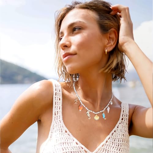 Pearl Choker Necklaces With Multi Beach Charms Shell Conch Starfish Jewelry - style: XL22601A