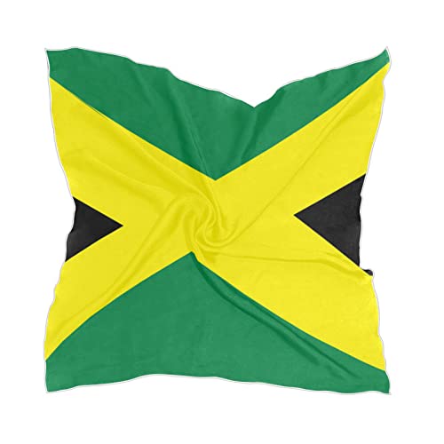 Women's Fashion Silk Scarf Square Satin Headscarf Neck Scarf Head Hair Wraps - color: Jamaican