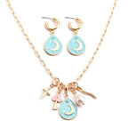 ORIGENCE Sun Heart Necklace for Women 18K Gold Plated Heart Pendant Necklace Chunky Chain Choker Necklaces Hip Hop Charm Necklaces Trendy Unisex Jewelry - style: BCharm-Set