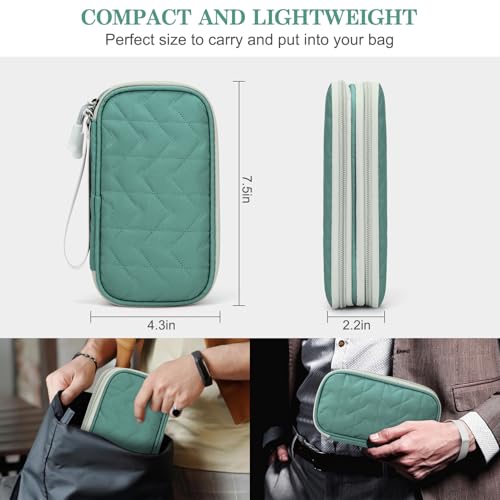 FYY Electronic Organizer, Travel Cable Organizer Bag Pouch Electronic Accessories Carry Case Portable Waterproof Double Layers All-in-One Storage Bag for Cable, Cord, Charger, Phone,-Pattern Green - color: Green-Pattern, style: Small