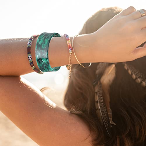 FAERLIIRY Cuff Bracelet for Women Acrylic Resin Bracelets Statement Bangle Bracelet Adjustable Bracelet Wide Chunky Bracelets for Women - color: Green