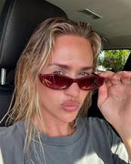 GUVIVI Retro Oval Sunglasses for Women 2026 90s Small Chic Cat Eye Sun Glasses Sunnies Lightweight Shades - color: Red Frame - Gradient Red Lens