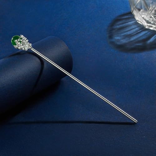 Silver-plated Metal Hair Pins for Girl 5.9" Chinese Hair Sticks For Long Hair Buns (E) - color: E