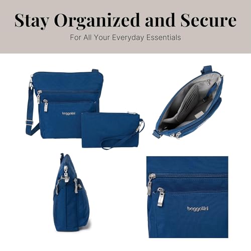 Baggallini Pocket Crossbody Bags for Women 8x8 Small Lightweight Durable Water-resistant Travel Purse W/Rfid - color: Pacific