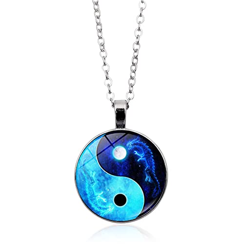 Yin Yang Pendant Necklace Chinese Philosophy Taoist Symbol Talisman Taichi Yoga Stainless Steel Charm Pendant Necklace Necklace for Women Men Valentines Birthday Thanksgiving Christmas - color: Blue