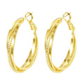 14K Gold Texture Earrings, 37/42mm Gold Hoop Earrings Classic Round Hoop Earring for Women Gold Jewelry Gift for Women - style: Triple Earrings-36mm