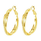 14K Gold Texture Earrings, 37/42mm Gold Hoop Earrings Classic Round Hoop Earring for Women Gold Jewelry Gift for Women - style: Triple Earrings-36mm