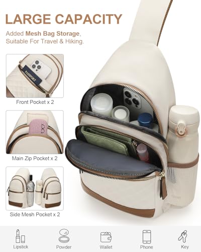 Capolo Sling Bag for Women Men Waterproof Crossbody Bags for Women Trendy Casual Fanny Pack with Convertible Shoulder Strap Chest Bag for Travel Hiking(Beige, Large) - color: Beige, size: Large