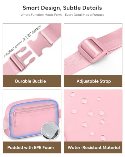Pritent Fanny Packs for Women Cross Body Bag Waterproof Belt Bag with Adjustable Strap and Zipper Back Pocket Small Crossbody Bags Fashion Waist Packs for Workout Travelling(Light Pink) - color: Light Pink, size: Small